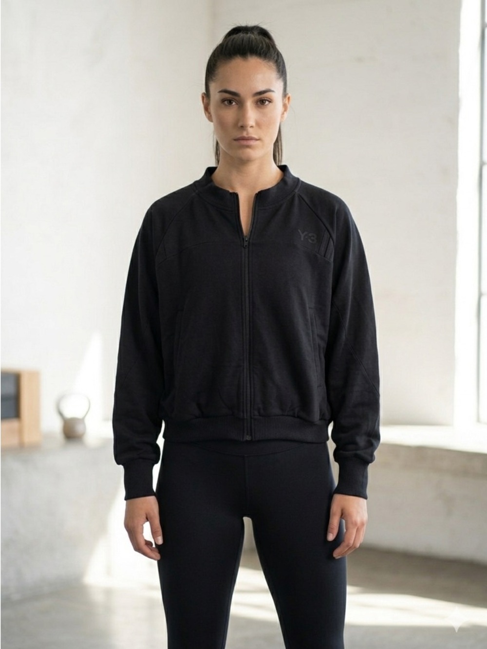 Y-3 Yohji Yamamoto x adidas Black Jersey Batwing Zip Sweater Jacket - XS